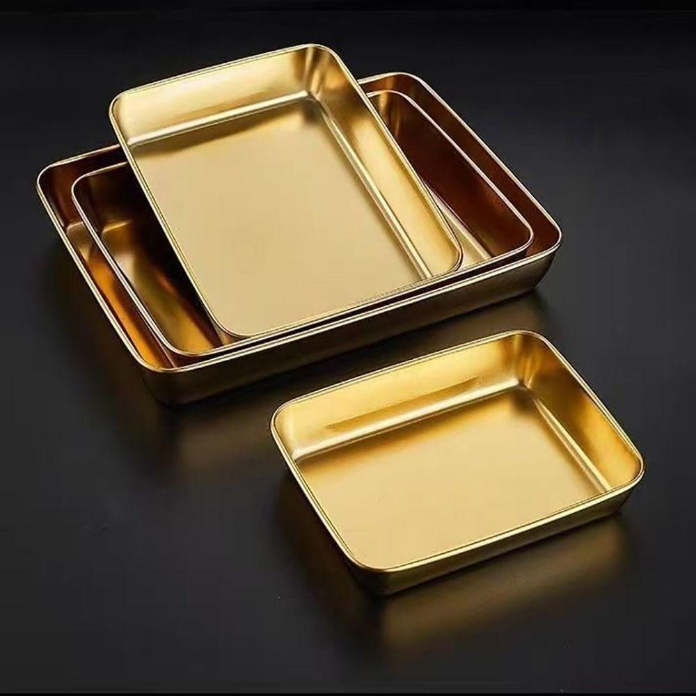 Stainless Steel Cake Tray Gold Silver Storage Tray Versatile Multi-sizes Tray For Refrigerators