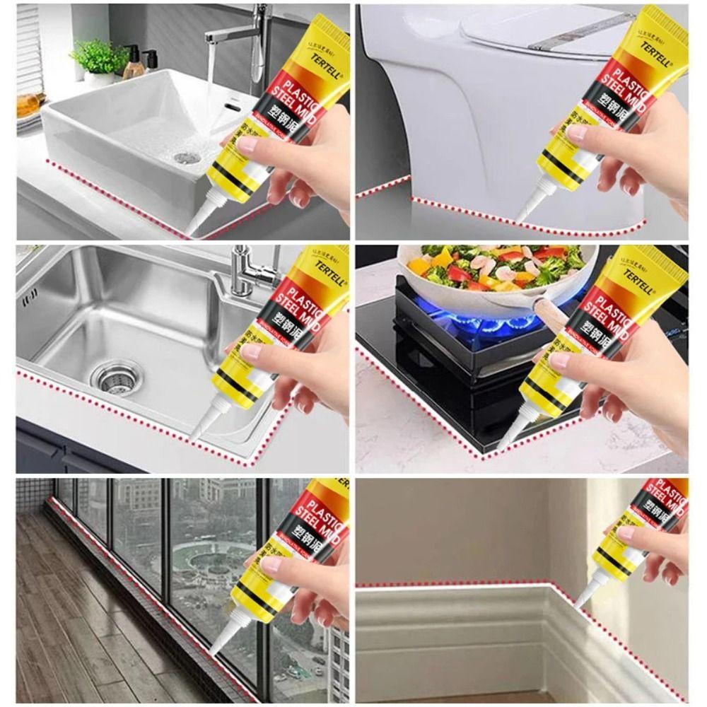 1Pcs Waterproof Epoxy Paste White Caulking Glue New Plastic Steel Mud Bathroom Toilet