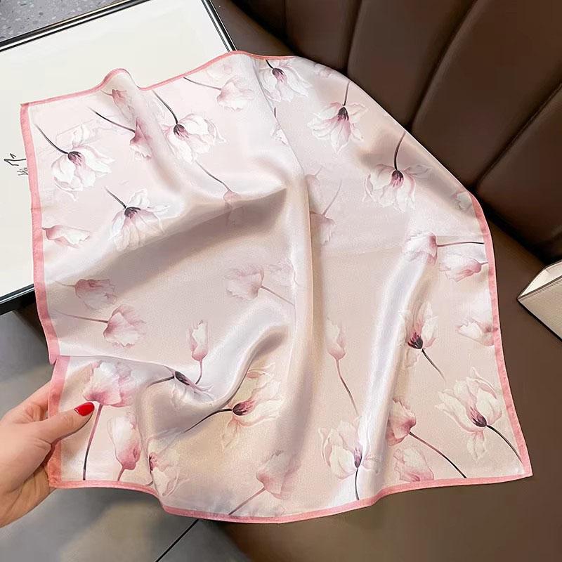 New 100% Natural Real Silk Scarf Fashion Women Summer Beach Small 53*53cm Neck Scarves Shawl Bandana Hijab Pashmina Poncho 2026