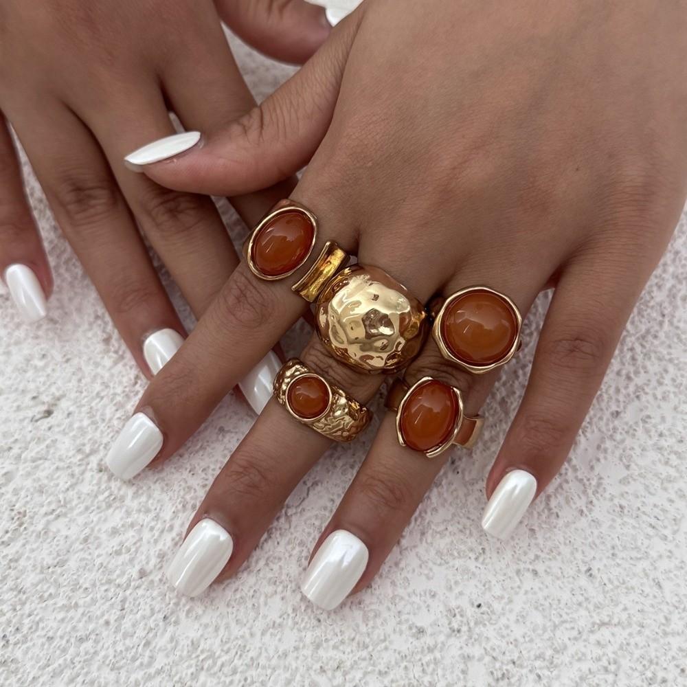 5pcs/7pcs Vintage Opening Rings Set Stackable Retro Metal Ring Matchable Jewelry