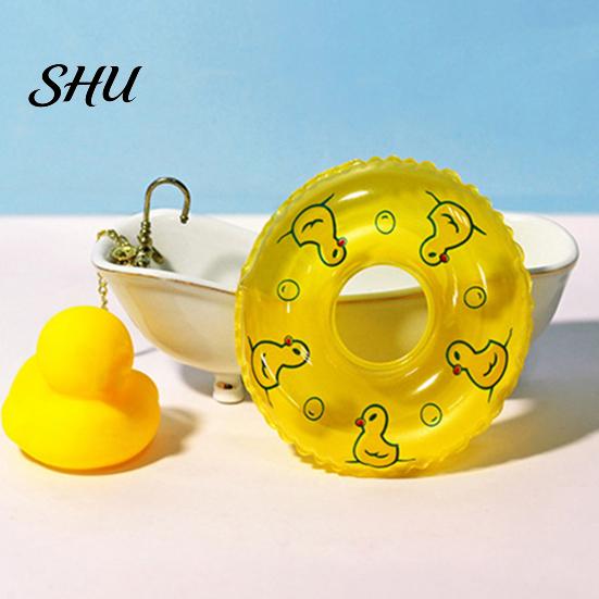 Dollhouse Miniature 2Pcs Swim Ring Realistic Good Sealing PVC Cute Ornaments Mini Doll Swimming Ornament for Gift DIY Materials