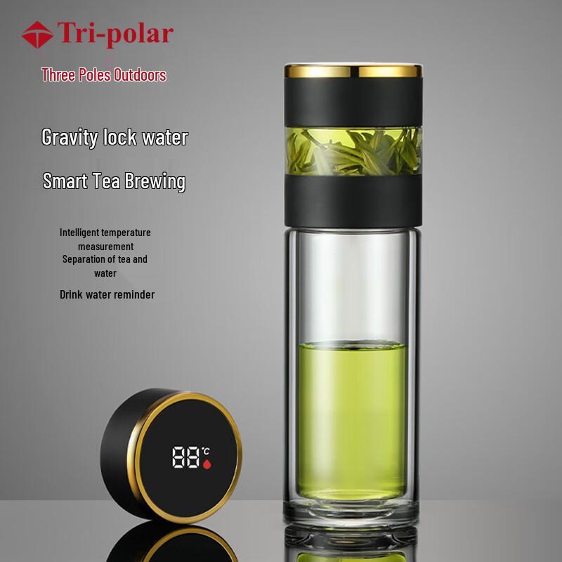 Tri-polar TP3623 Smart Double-Layer Glass Tea Infuser Cup