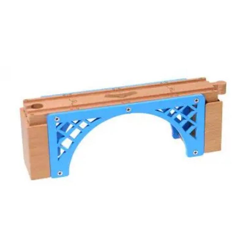 Children's Toy Gift Wooden Colored Pier Double Bridge Track Accessories Compatible with Electric Trains and Wooden Track S P095
