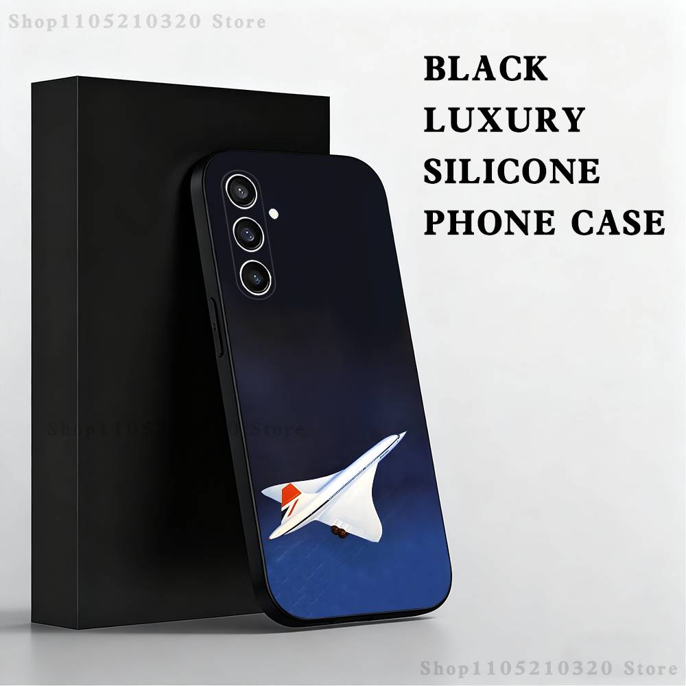 Concorde Air France Phone Case For Samsung S25,S24,S23,S22,S21,S20,S10,Ultra,Plus,Lite,FE,Soft Silicone Black Cover
