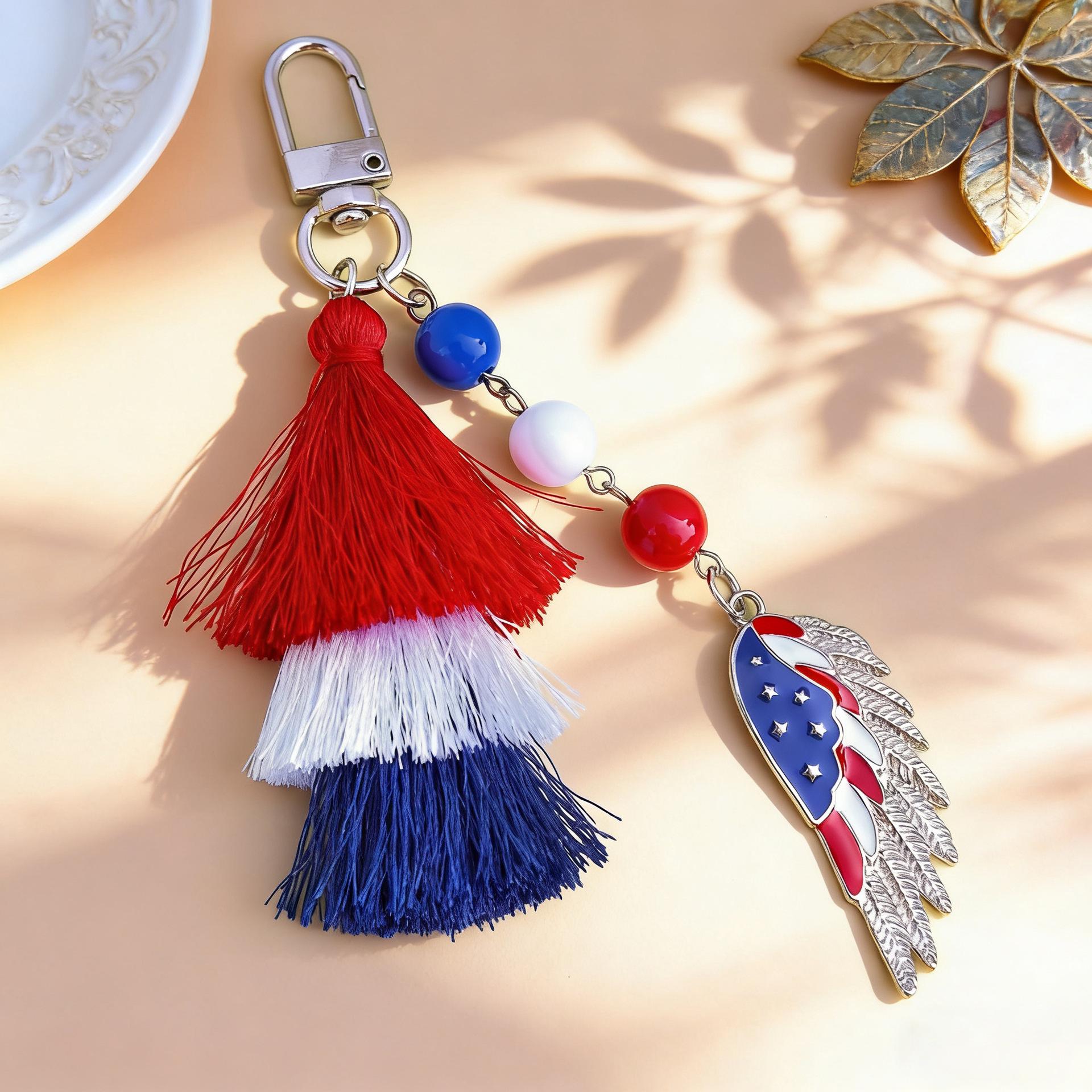 Independence Day Heart & Star Alloy Tassel Keychain Pendant стиль 1