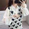 Heart Autumn Winter Women's Knit Vest: Trendy College Style Sweater for 2025