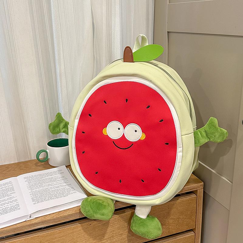 Rucsac Cartoon Proaspăt Pepene Verde 2025: Rucsac Școlar Studențesc de Mare Capacitate & Geantă Crossbody Super Drăguță