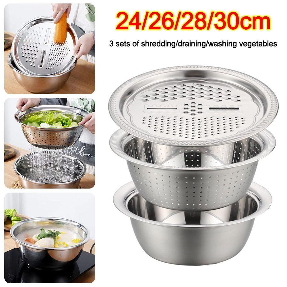 Multifunctional Vegetable Slicer Stainless Steel Vegetable Washing Basin New Potato Slicer