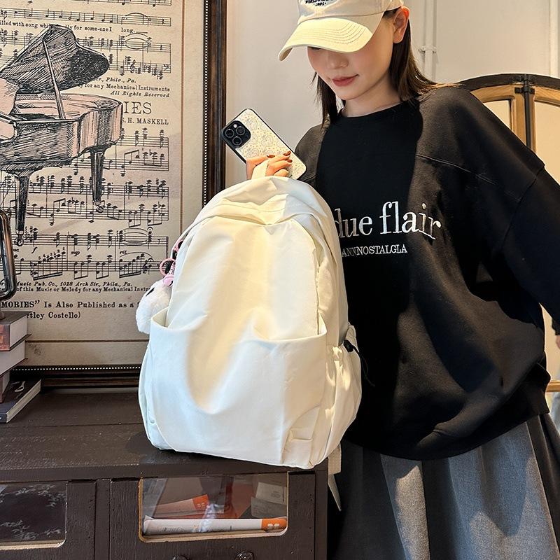 Schoolbag Korean Version Versatile Solid Color Folded Backpack Men's Casual Backpack Women's Travel Bag Junior High School Student School Bag