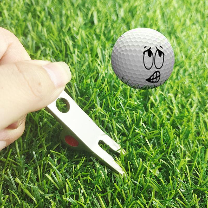 1/2Pcs Zinc Alloy Golf Divot Pitch Repairer Tool Turf Tool Pitchfork Golf Fork Three Pores Golf Divot Tool Golf Training