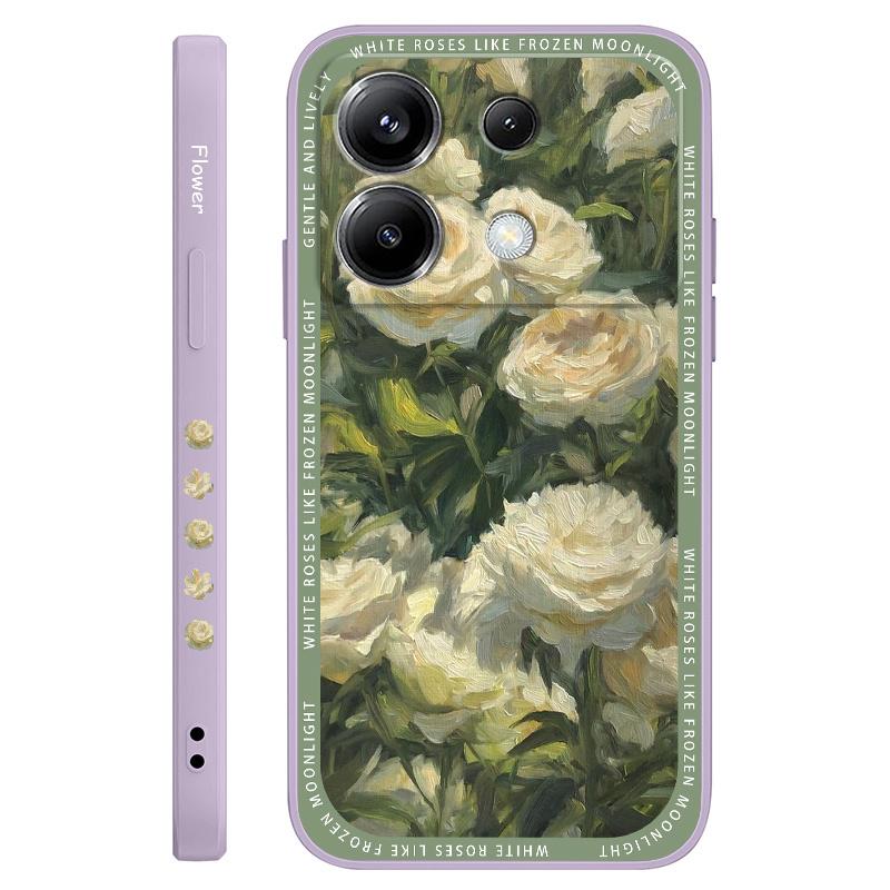 Elegant White Rose Phone Case For Xiaomi Poco F7 X7 X6 F6 M6 M5 M5S F5 X5 F4 X4 M4 F3 M3 X3 Pro 4G 5G GT Silicone Cover