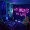 1 Stück NO MUSIC NO LIFE Fluoreszierendes Wandtuch, UV Schwarzlicht Blumen und Pflanzen Wandtuch, Schlafzimmer Heimdekoration Wandbehang