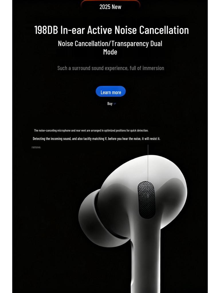 Pro3 In-Ear Bluetooth Noise-Cancelling Headphones, 6th Gen with A8 Heart Rate Monitoring AI.