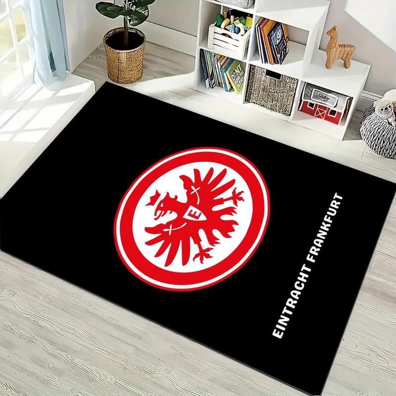 Eintracht Frankfurt Team Eagle Logo Print Rug, Non Slip Floor Mat for Living Room Bedroom Football Fan Home Decoration