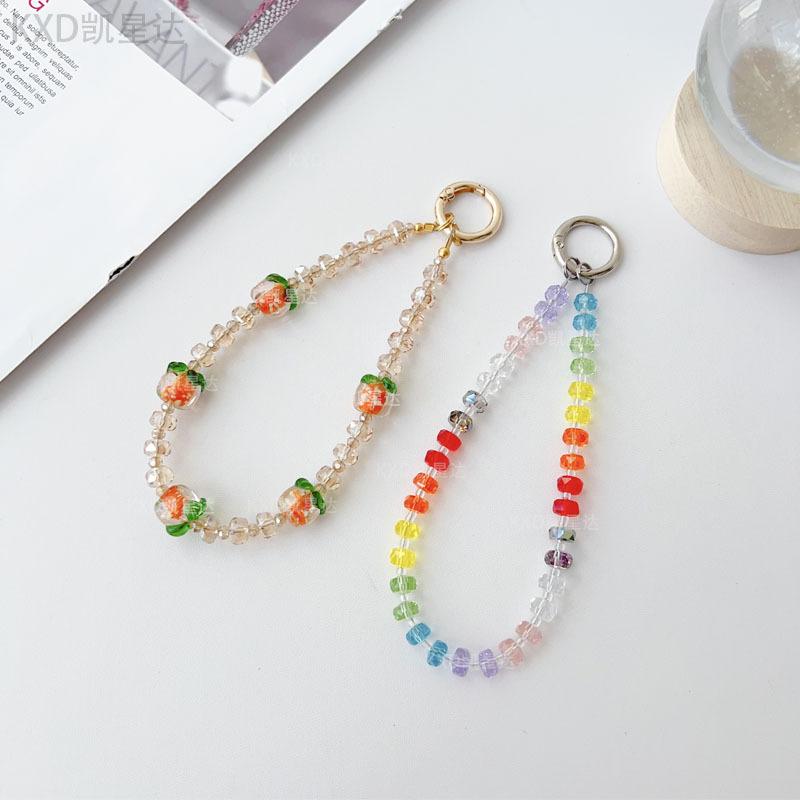 Persimmon Wish Crystal Beaded Phone Strap New Chinese Style Wrist Strap Short Fashion Internet Celebrity Pendant Wholesale for Women