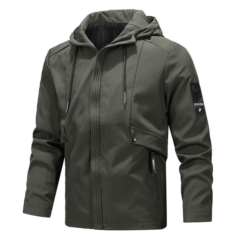 2026 Men s Urban Casual Hooded Jacket - Solid Color, Long Sleeve Fashion M зелёный