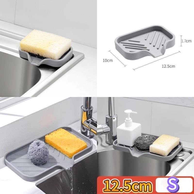 Self Draining Soap Bar Holder Silicone Kitchen Sink Soap Dish Sponge Tray Creative Washing Table Soap Tray Free Punch Drain Rack