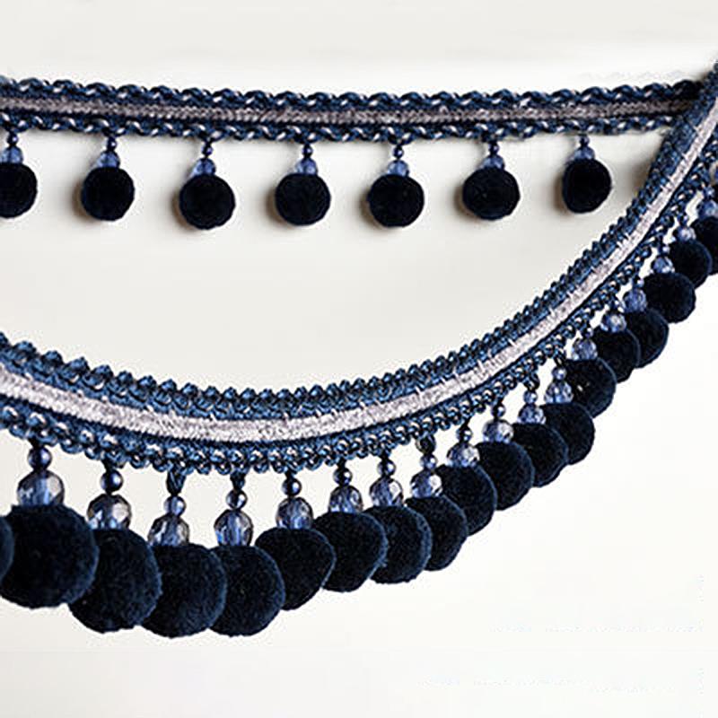 1M Pom Pom European Style Rayon Lace Tassel Fringe Ball Curtain Sofa Tablecloth Accessories Pom Lace Trim Sew Diy Decor Ribbon