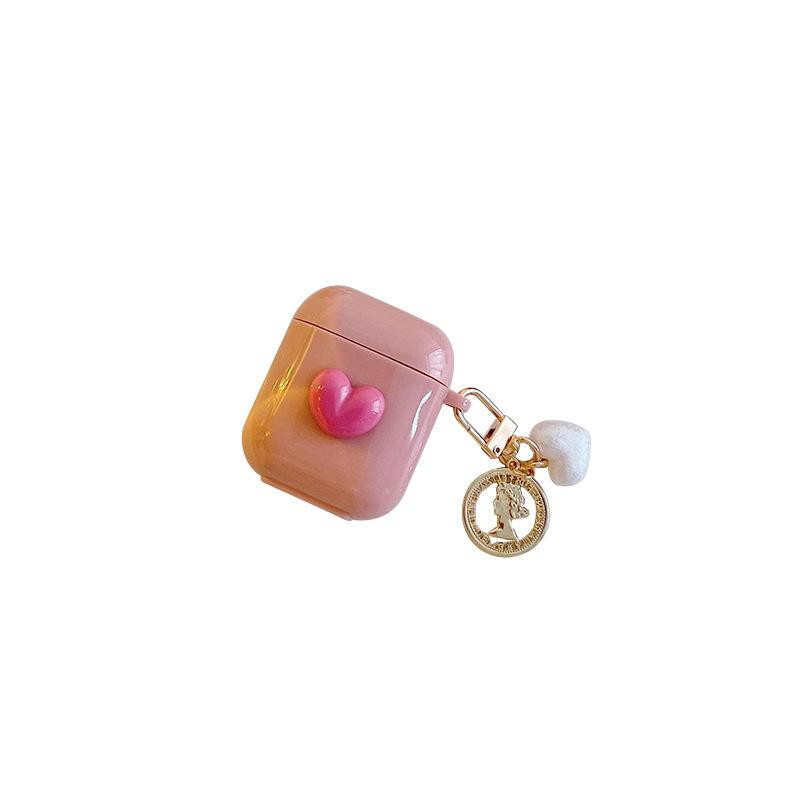 Pink Girl Heart Apple Bluetooth Headset Cover For Airpods 1 Generation 2 Generation 3 Generation Airpods Pro Silicone