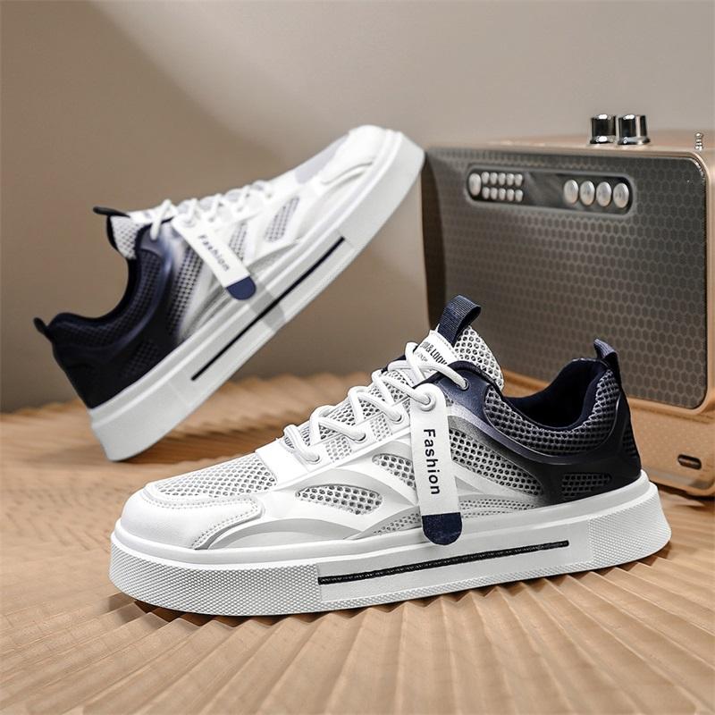 Men's Shoes Summer Breathable Anti Slip Mesh Thin Style Student Sports Leisure White Board Shoes Versatile Trendy Mesh Shoes