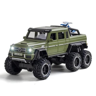 Camioneta AMG G63 6X6 a escala 1/28, modelo de coche fundido a presión, vehículo de juguete con sonido y luz para niños, niños pequeños, colección de regalos