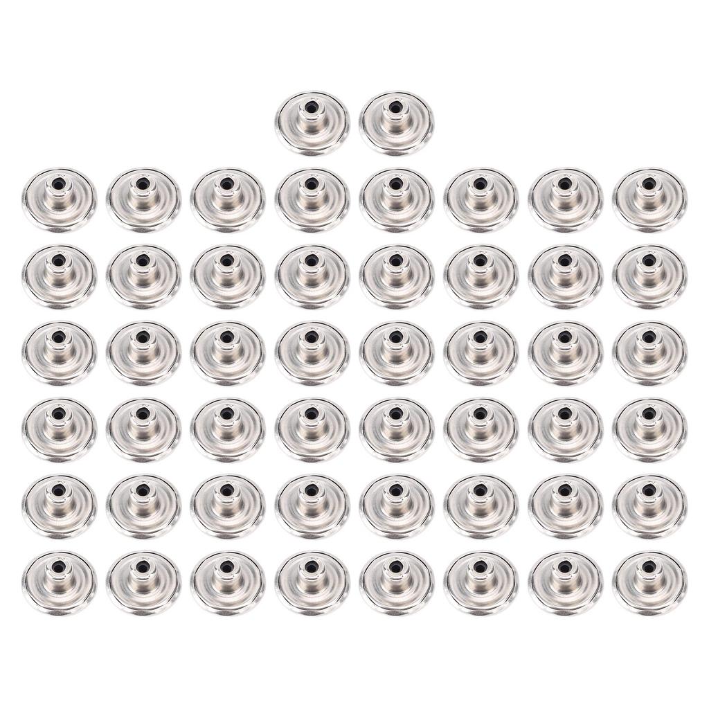50 Set 17mm Pants Button Stainless Steel Silver Decorative Button with Tip Crossing Screw for