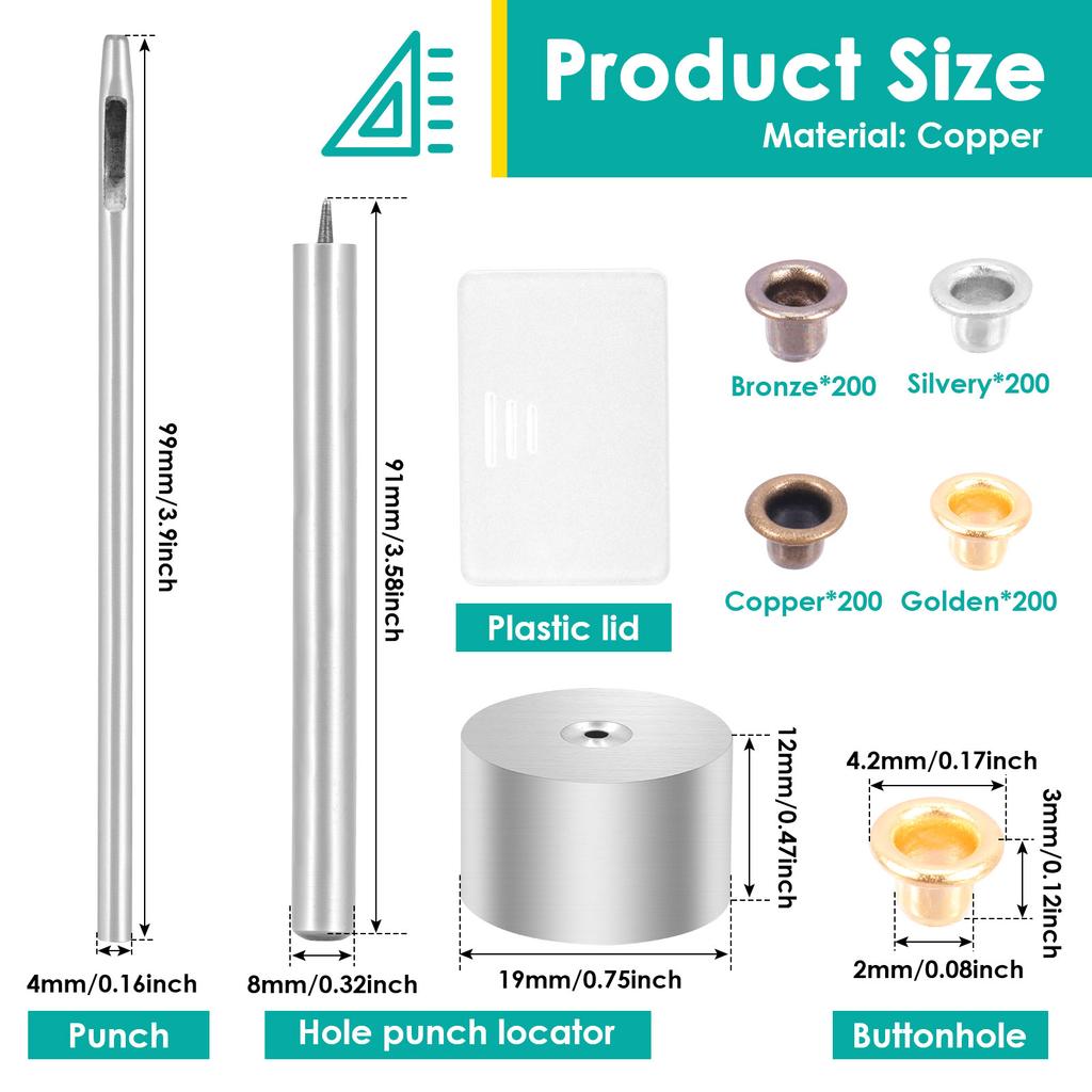 803/400 Stück Ösen und Montagewerkzeuge Set 4 Farben Metall Kupfer Ösen Set mit Aufbewahrungskoffer für Schuhe Tasche Kleidung