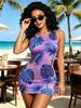 Women's Elegant Tropical Print Sleeveless Bodycon Mini Dress, High Waist Slim Fit Casual and Party Wear