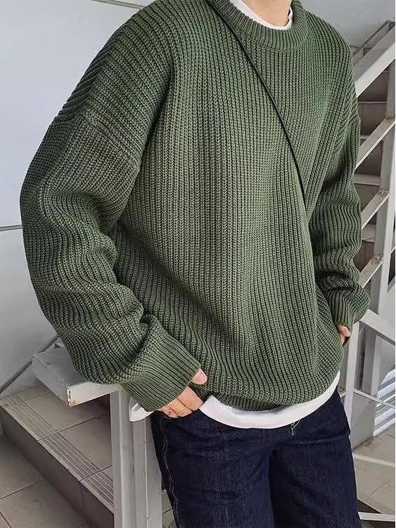 Maglione Trendy da Uomo a Blocchi di Colore a Righe con Girocollo - Maglieria Casual Autunno/Inverno 2023