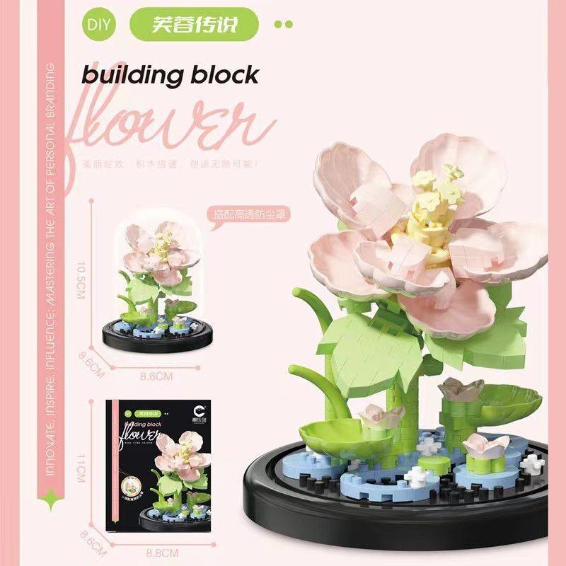 Potted Building Block Simulation Succulent Bouquet Creative Puzzle Building Block Eternal Flower Home Decoration Rose