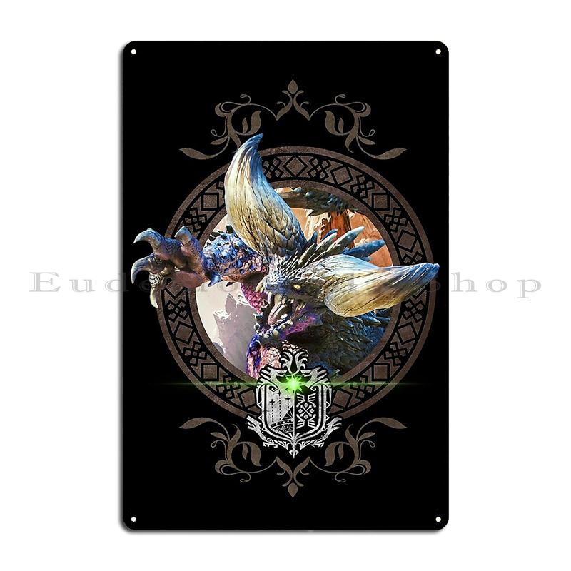 Monster Hunter World Spiel Lustiger Retro Charakter Legende s Vintage Metall Club Retro Benutzerdefinierte Kino Blechschild Poster