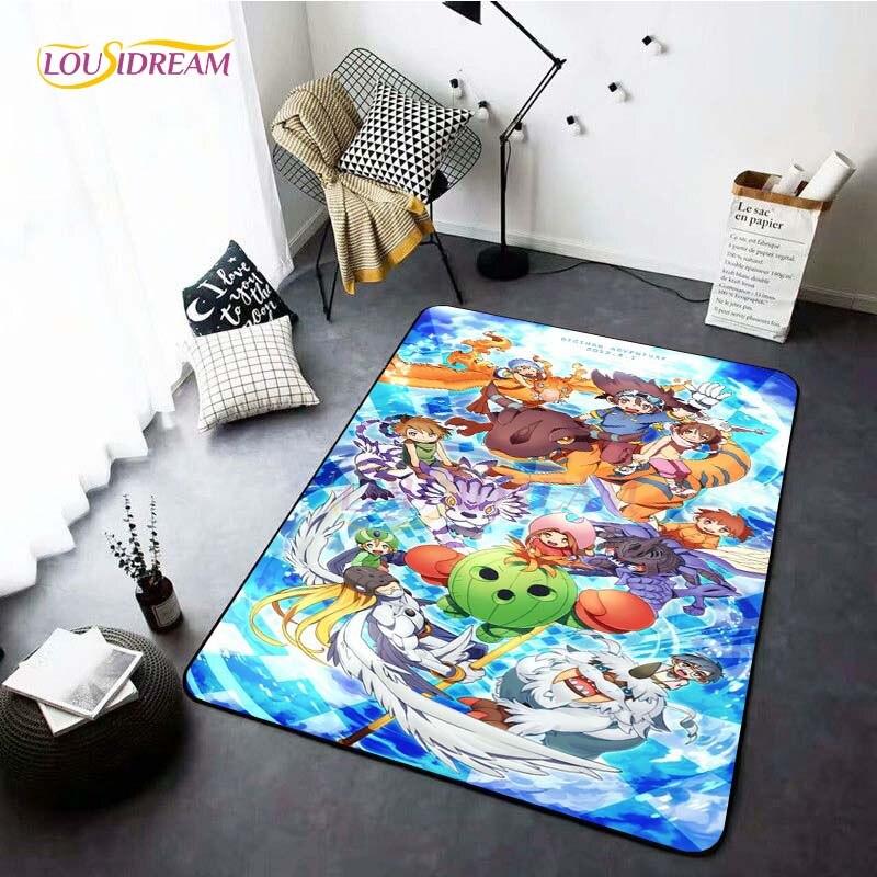 Neue Cartoon Digimon Teppiche für Wohnzimmer Rom Anime Teppich Schlafzimmer weiche Bodenmatte Anti-Rutsch-Fußmatte Home Decor Geschenk Picknick