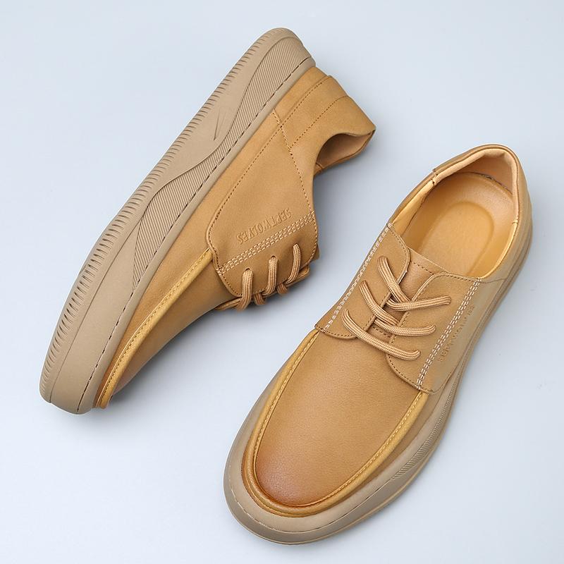 Fashion Luxury Casual Leather Men Business Overalls Shoes Fashion Outdoor Designer Thick Sole Walking Shoes New Men Oxford Casual Shoes