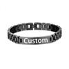 Stainless Steel Custom Engraving Name Logo  Watch Band Chain Wristband ID Bracelets for Men