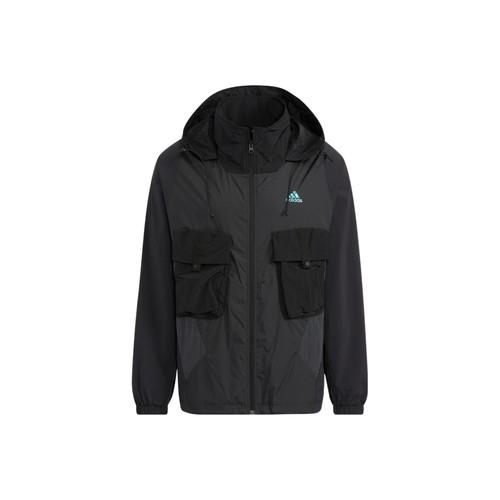 adidas Printed Logo Zip-Up Sports Fitness Multi-Pocket Jacket Men’s Black L чёрный