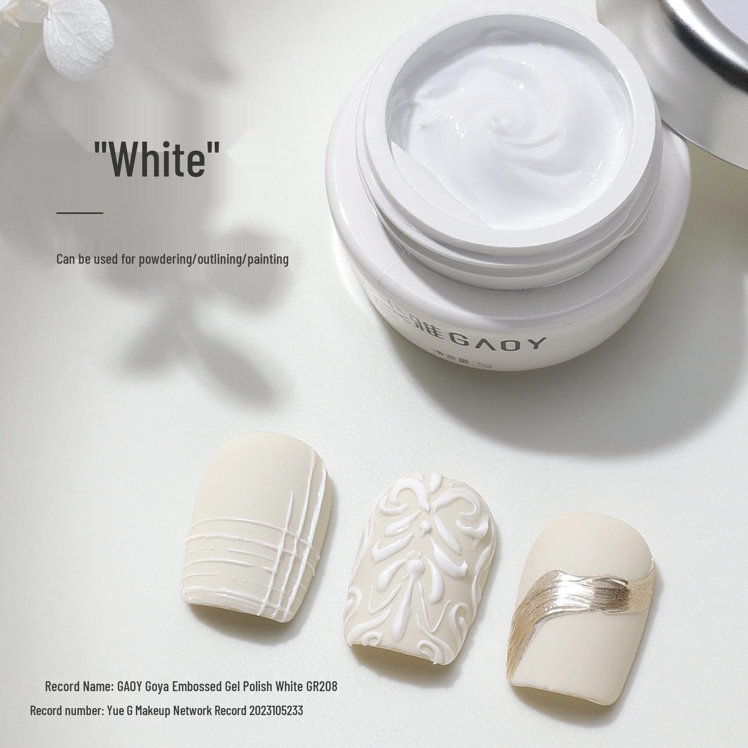 

Тисненая черно-белая гель-краска для нейл-арта – 3D-скульптурирование и контурирование, светоотверждаемый гель