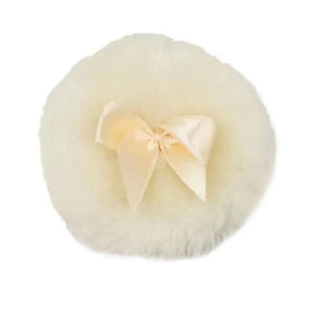 1Pc Ultra Soft Large Fluffy Powder Puff Pink Bow Washable Reusable Velour Face Body Powder Puff Loose Powder Puffs Make Up Tools