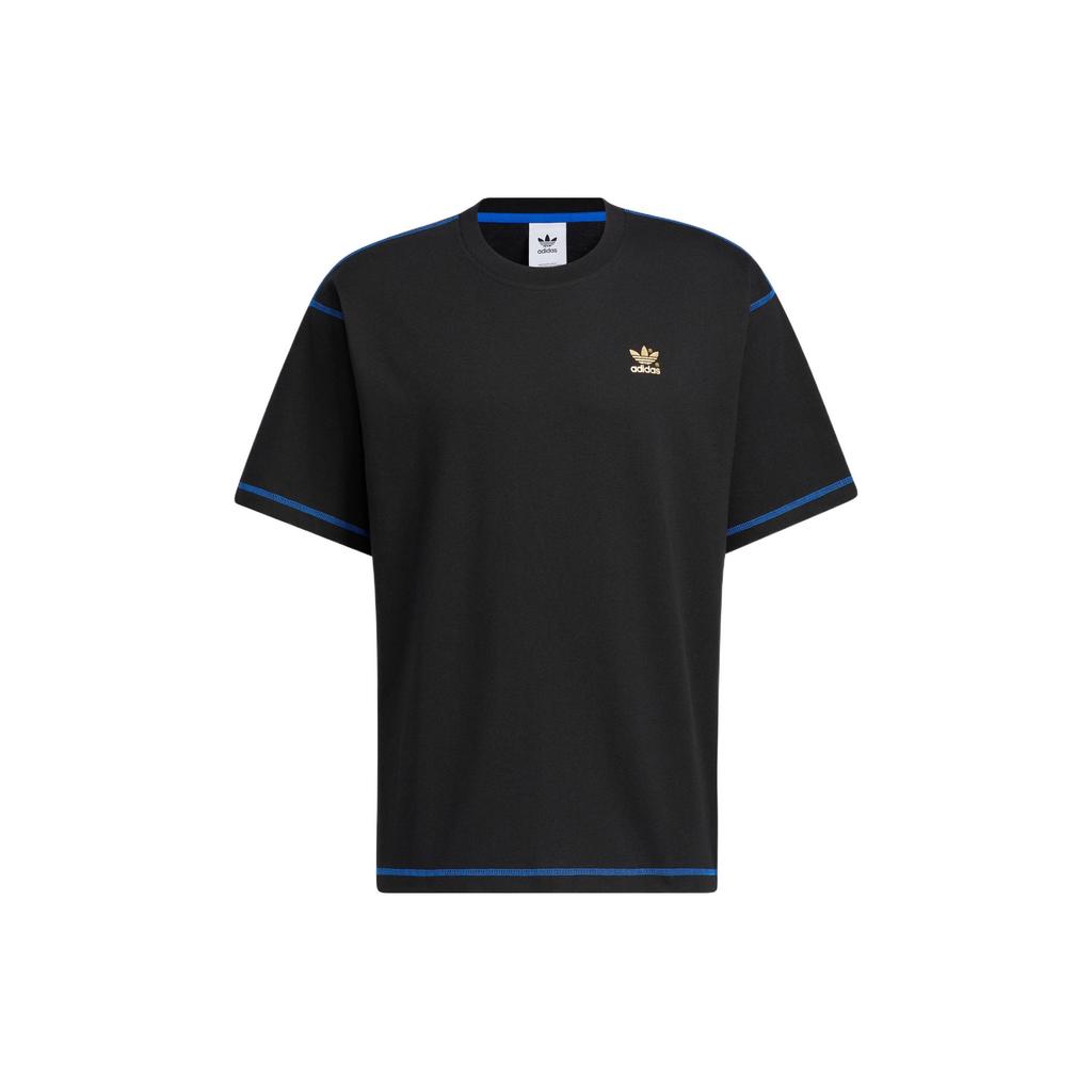 Adidas Originals Trefoil 50th Anniversary T-Shirt with Small Logo and Stripe Detail Unisex Tops Black HY4685