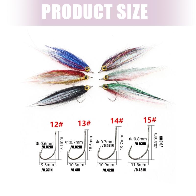 6pcs Ice Dub Minnow Fly Lures Set Realistic Baits Fish Lures for Salmon Fishing Supply Accessory