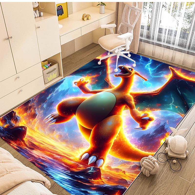 1PC Pokémon Charizard Dracaufeu Pikachu Printing Carpet for Living Room Bedroom Kid's Room Home Decor Area Rug Non-slip Mat