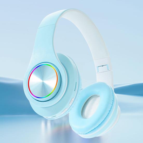 Wireless Headphones with RGB Breathing Light Stable Connection Low Latency Noise Reduction Deep Bass Bluetooth-compatible Over-Ear Headphones