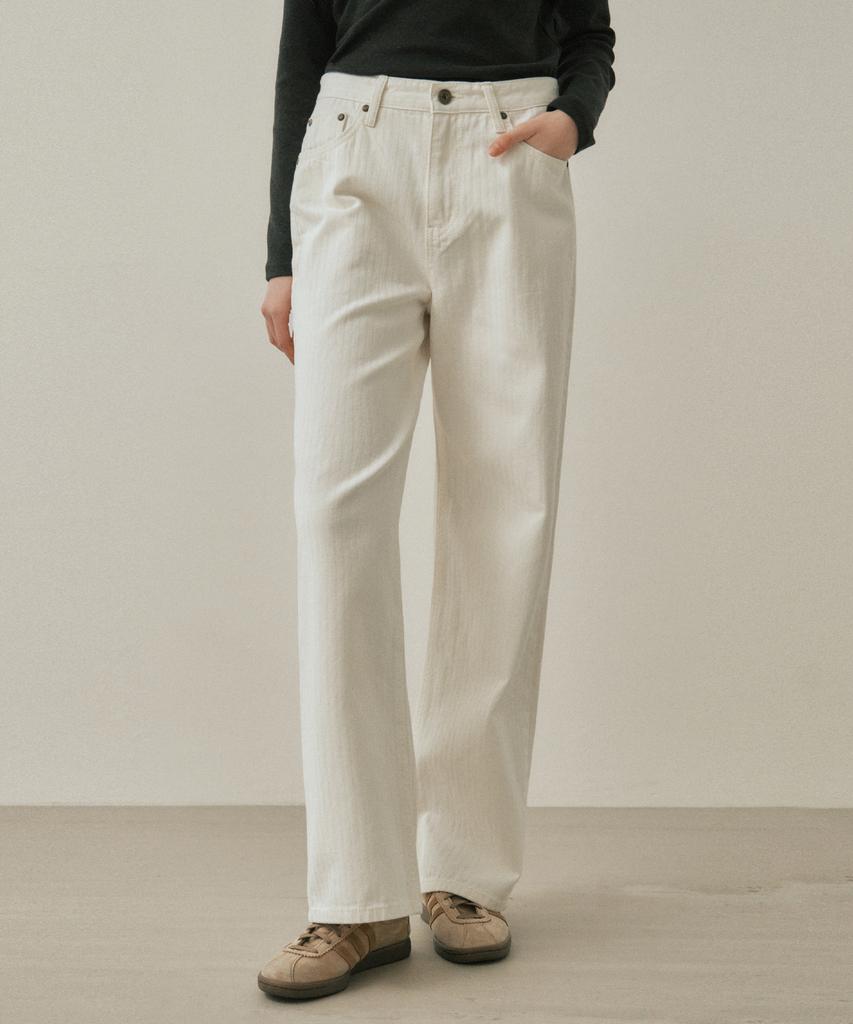 Wednesday Oasis For Woman W/Herringbone Pure Cotton Pants_Ivory(W25-Pt24)