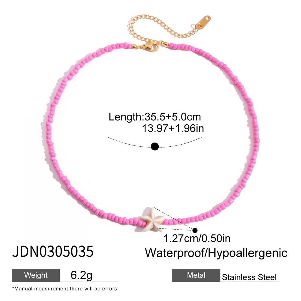 Summer Bohemian Layered Necklace With Seed Beads Animal Starfish Pendant Fashion Jewelry Accessories