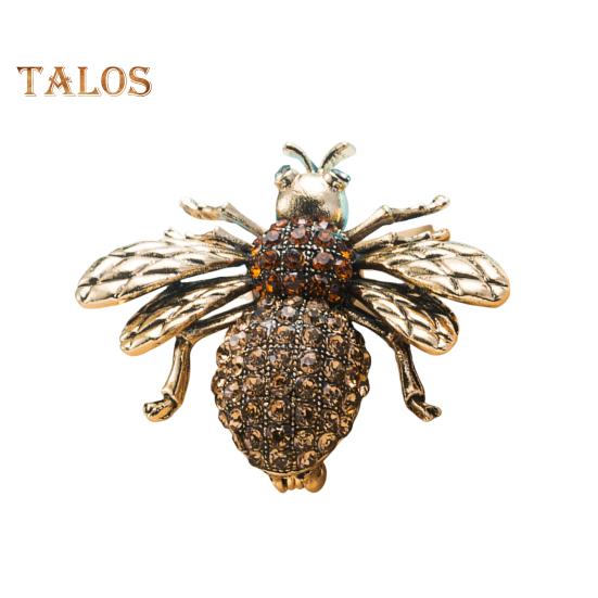 Unisex Brooch Bee Shape Alloy Rhinestone Decor Anti-slip Bag Coat Collar Hat Scarf Decoration Clothes Pin Party Prom Garment Jewelry