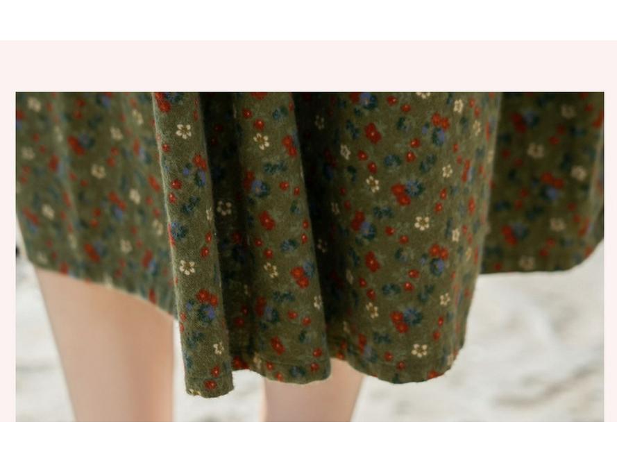 Mori Style Floral Cotton Turn-Down Collar Long-Sleeve Shirt Dress, 2025 Autumn Collection