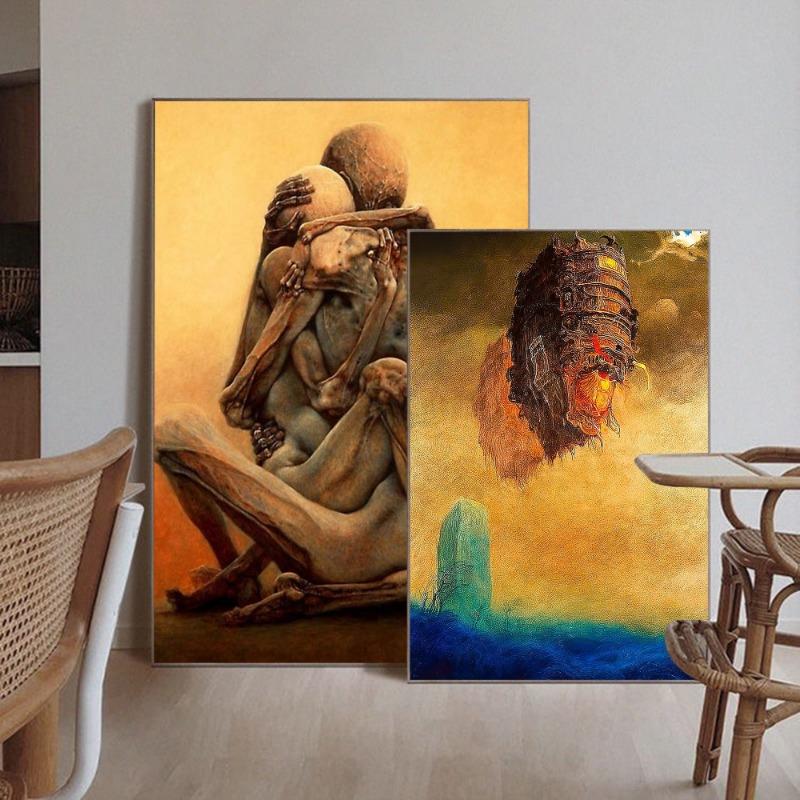 Zdzislaw Beksinski Kunst Anime Plakater Klistrete Hvitpapirklistremerke DIY Rom Bar Kafé Kawaii Rominnredning