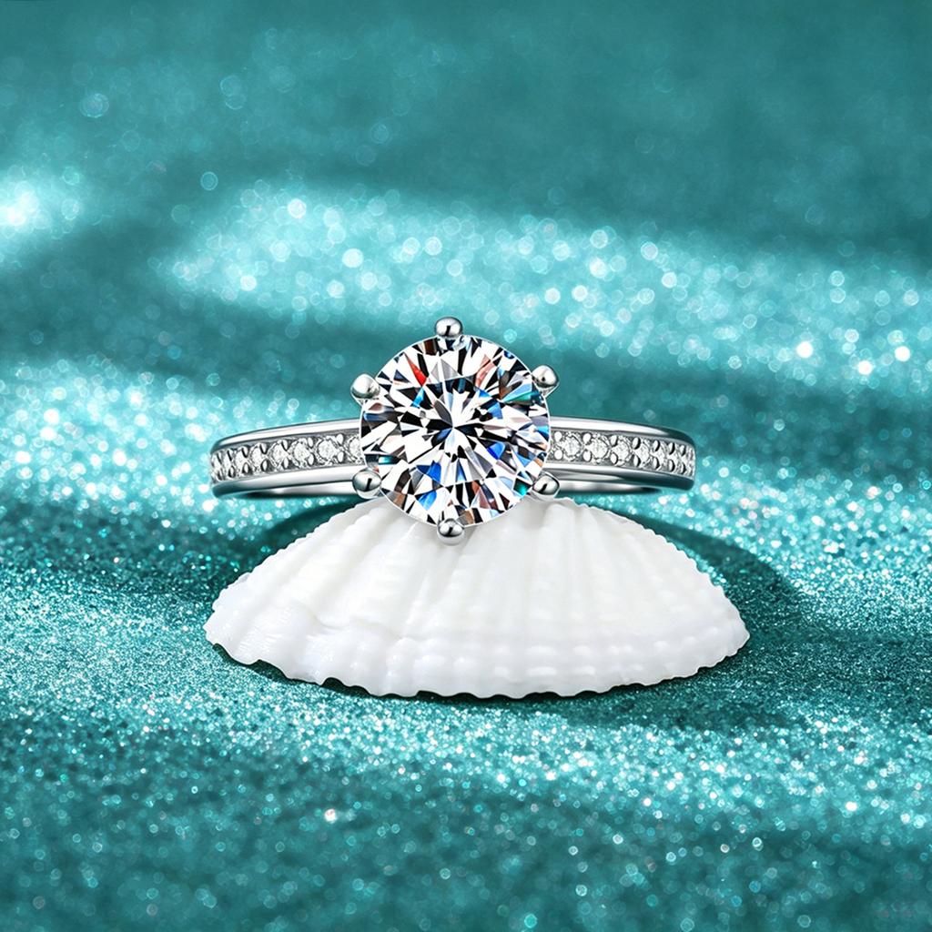 VENTFILLE 100%  CopperRound Moissanite Ring Engagement 2CT D Moissanite Jewelry Certified For Women Anniversary Gift