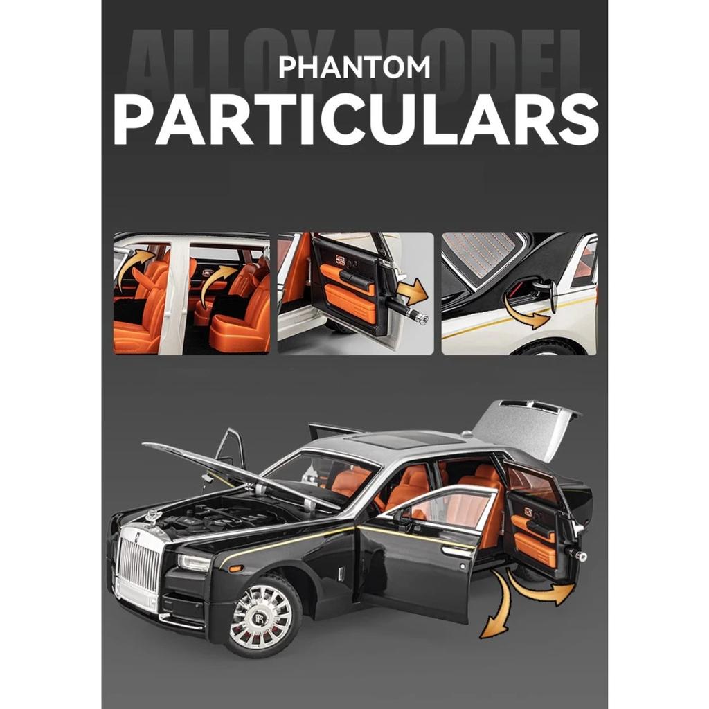 1/18 Rolls Royce Phantom Alloy Luxy Car Model Diecasts Metal Vehicles Collect Simulated Decorations Sound & Light Gifts for Kids