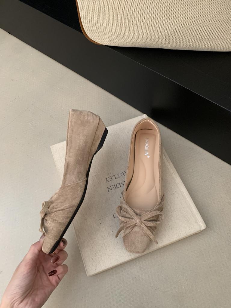 Herbst 2025 neue Schleife flacher Mund einzelne Schuhe Feenstil niedrige Absätze Mode Damenschuhe