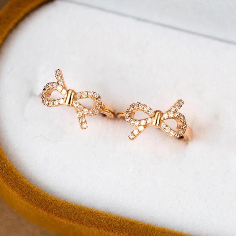 Female Exquisite Simple Versatile Bow Earrings